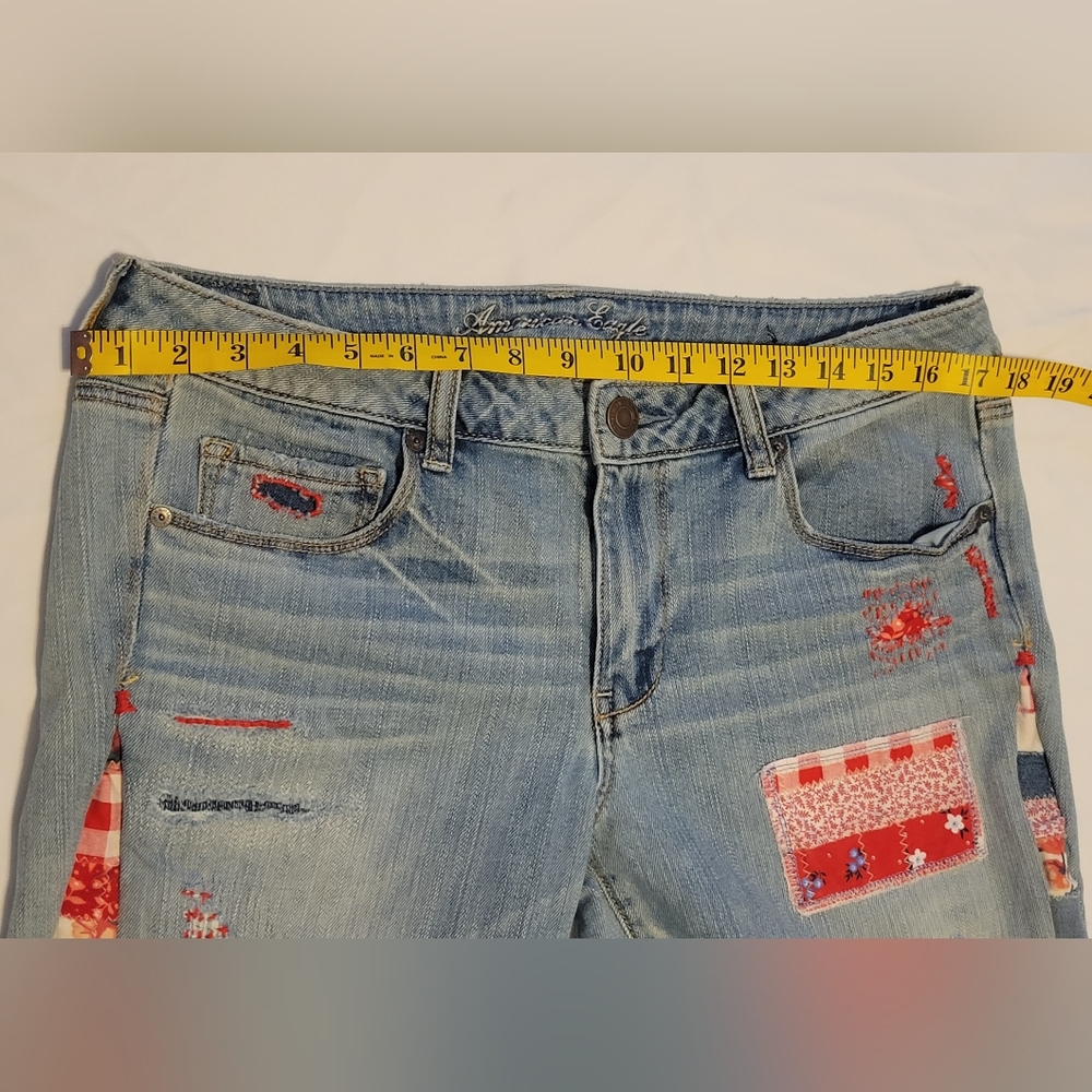 Upcycled Boho Americana Patchwork Altered Jeans S… - image 5